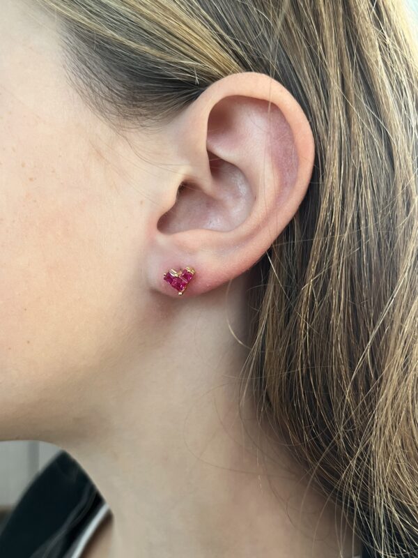 Mini Magenta Heart Studs